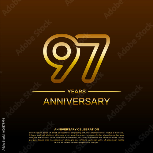 97th year anniversary design template in gold color. vector template illustration