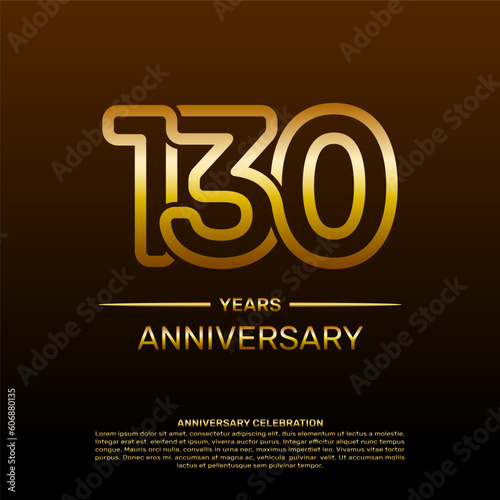 130th year anniversary design template in gold color. vector template illustration