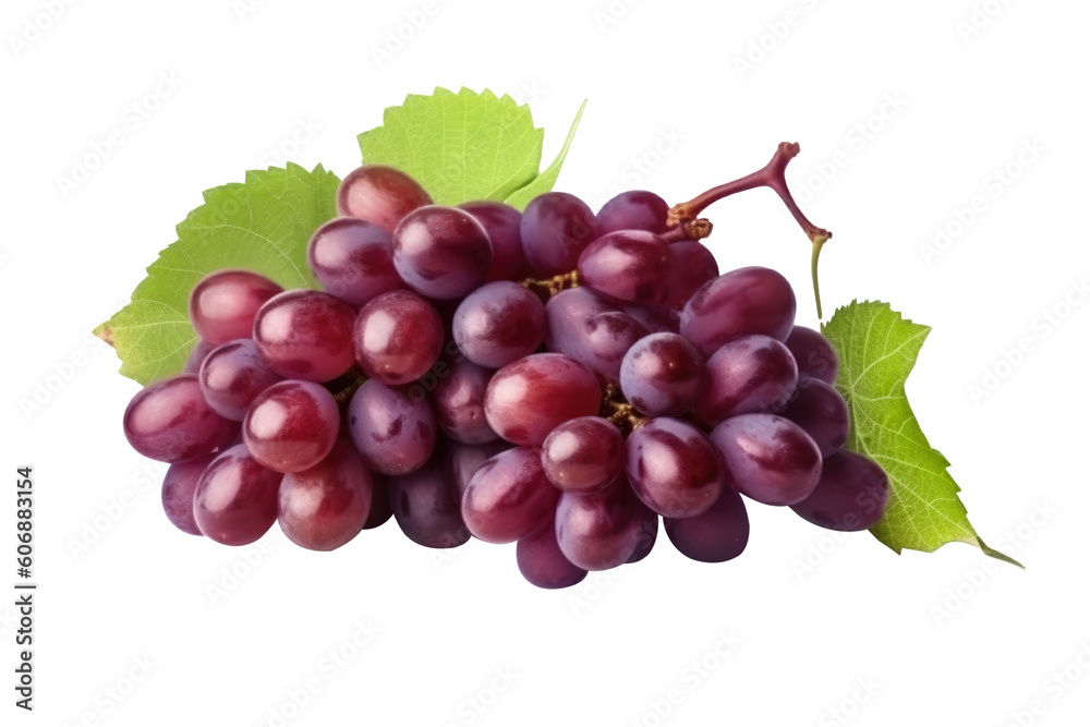 Red grape with leaves on transparent background Red grape with leaves on transparent background