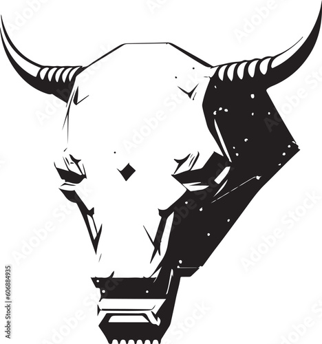 Bull head tech logo technology. Logo design regarding bull. Print design of cyber bull head.