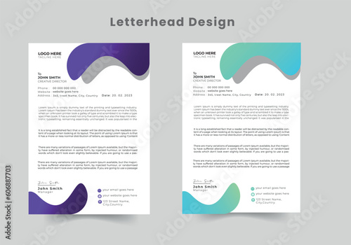 Minimalist concept business style letterhead template design. Professional & modern letterhead template design with geometric shapes. Vector graphic design.