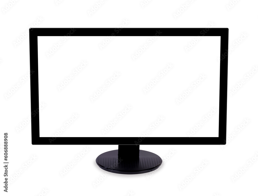 Wide-screen monitor with blank white screen. Isolated on white background. Wide-screen monitor with blank white screen. Isolated on white background.