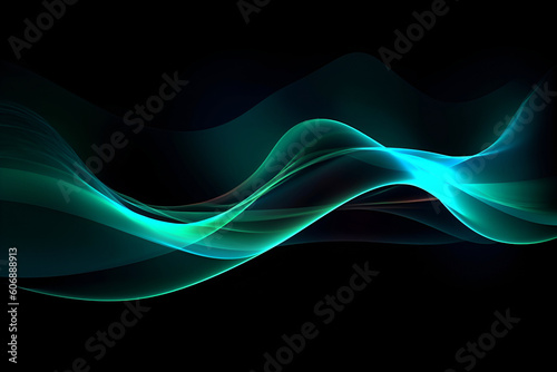 Abstract creative template. Blue green aqua turquoise, wavy lines flowing dynamic swirl abstract background vibrant colours wallpaper banner. 3D rendering 