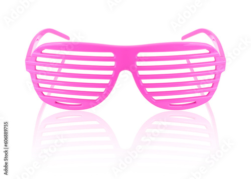pink striped sunglasses isolated on white