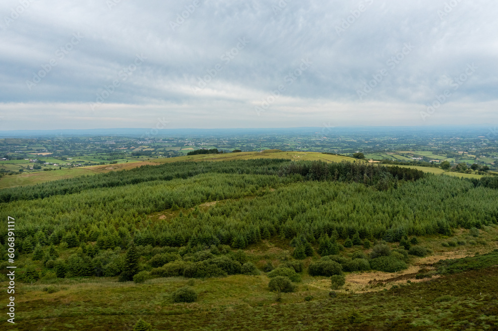 Aerial view countryside landscape, Northern Ireland