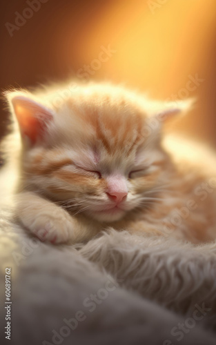 Sleeping cat, background, wallpaper, digital illustration, AI generated © Graphinate