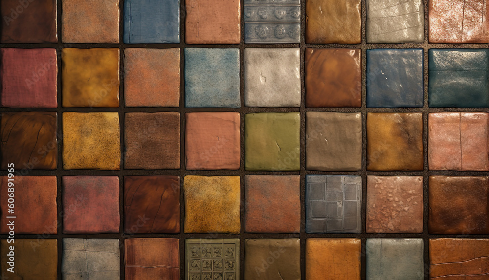 Colorful Textured Geometric Square Mosaic Tiles Create A Vibrant Background Composition - Generative AI Colorful Textured Geometric Square Mosaic Tiles Create A Vibrant Background Composition - Generative AI