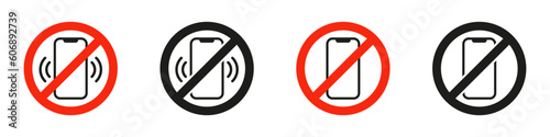 No phone icon set. Turn off phone icon set. Vector illustration