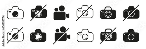 Camera forbidden and allowed icon. Vector illustration