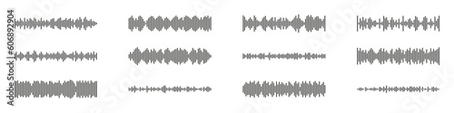 Audio wave set. Voice record icon set. Podcast sound waves set. Sound wave icon set. Vector illustration