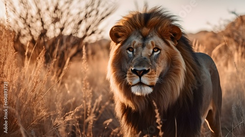 Portrait of a Lion in the Savanna © Florian