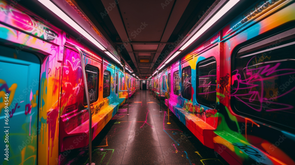 Graffiti photography in the subway with neon colors. IA gnerative. Graffiti photography in the subway with neon colors. IA gnerative.