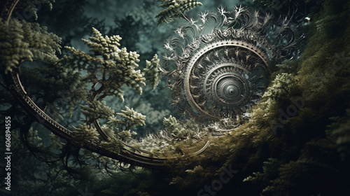 Beautifully generated mandelbrot fractals in vibrant colors of gold, silver, black and natural colors in 3D and 2D. Use as backdrops and backgrounds. Explore diverse shapes. , Generative AI, Generativ