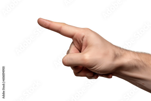Index finger pointing hand isolated on transparent background. AI