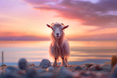 Beautiful shot of goat created with generative ai