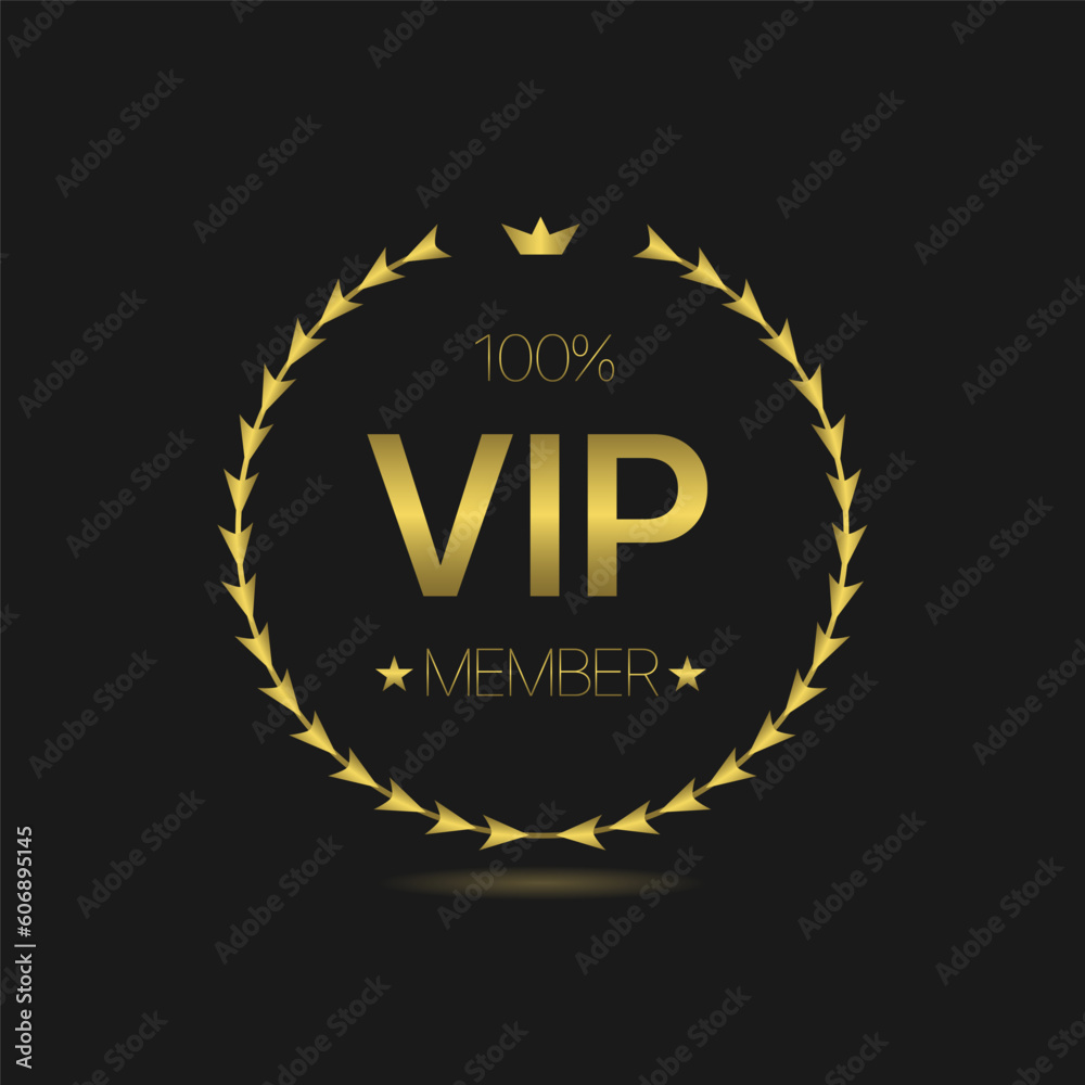 Fototapeta premium Vip member golden laurel wreath vector label