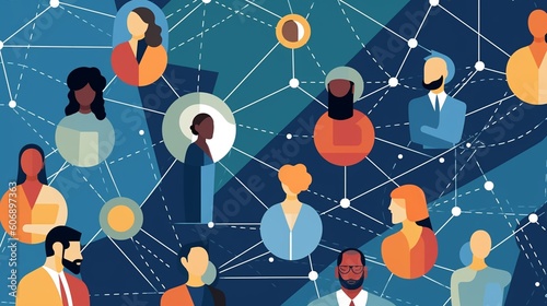 An interconnected web of diverse IT professionals collaborating on a shared project, with each individual contributing their unique expertise, surrounded 