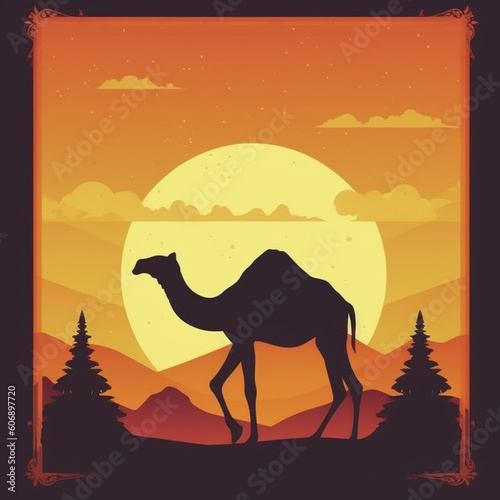 silhouette of camel - generative ai