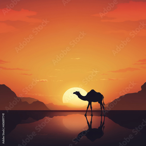 silhouette of camel - generative ai