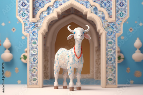 Celebration of Eid al-Adha - A goat made with ai photo