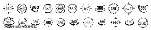 360 degrees vector icon set. Rotate symbol set. Vector illustration
