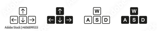 Keyboard button icon set. Button arrow and WASD set icon. Vector illustration photo
