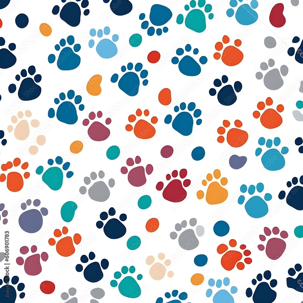 Colorful dog paws on a white background Colorful dog paws on a white background
