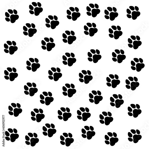 Animal paws pattern on white background
