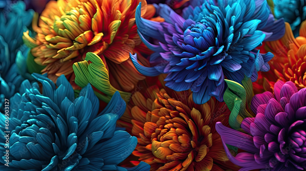 Multicolored flowers, background