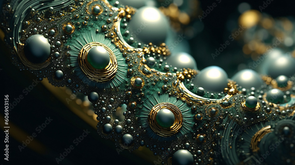 Φωτογραφία Beautifully generated mandelbrot fractals in vibrant colors of gold, silver, black and natural colors in 3D and 2D