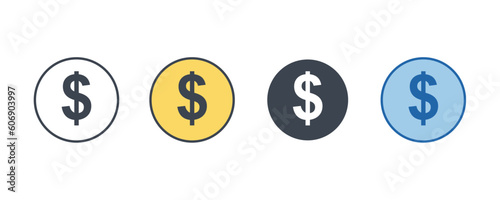 dollar sign icon symbol template for graphic and web design collection logo vector illustration