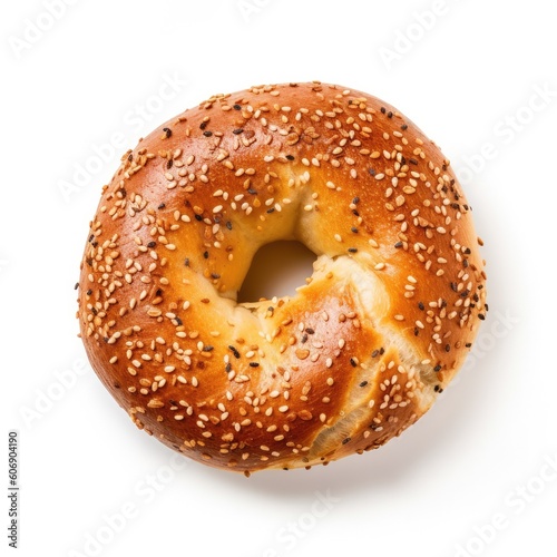 Delicious Bagel on a White Background (Generative AI)