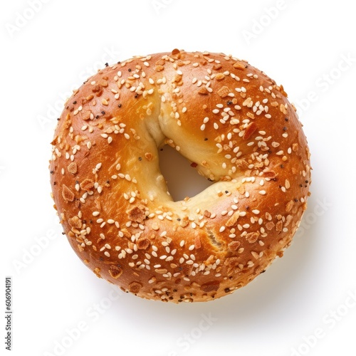 Delicious Bagel on a White Background (Generative AI)