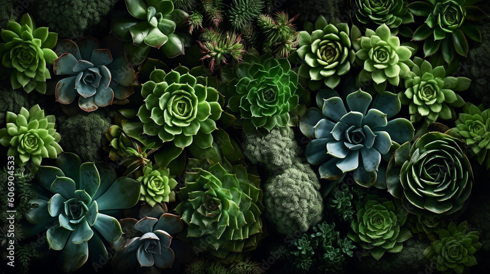 A cluster of green succulents arranged in an intricate pattern Generative AI A cluster of green succulents arranged in an intricate pattern Generative AI