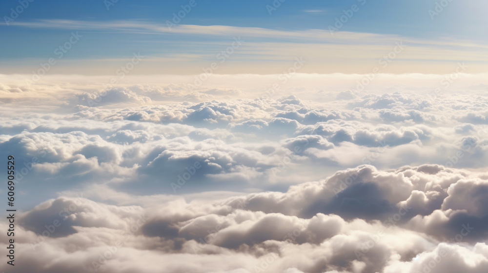 A panorama capturing a vast expanse of clouds stretching across the sky Generative AI