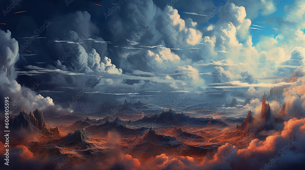 Layers of clouds creating a sense of depth and dimension in the sky Generative AI