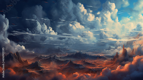 Layers of clouds creating a sense of depth and dimension in the sky Generative AI