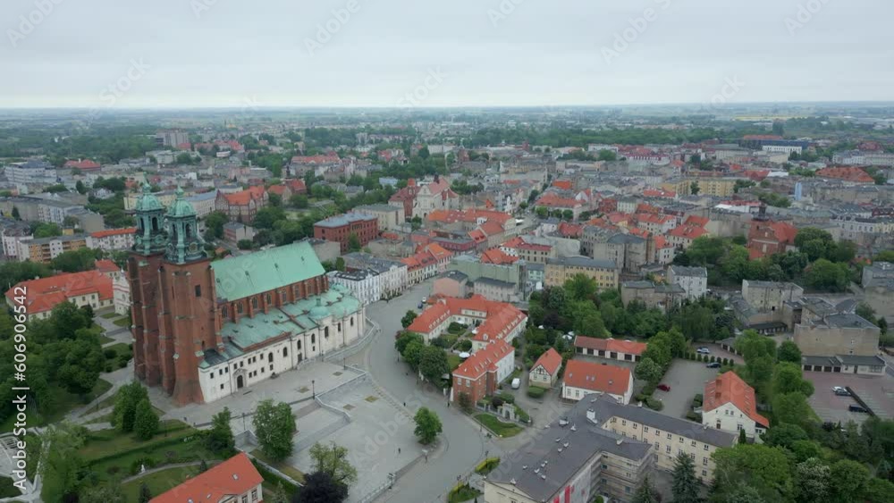 Gniezno, a city in Lesser Poland Voivodeship. Market square in the city center and architecture in the city of the former capital of Poland - Gniezno. Gniezno, a city in Lesser Poland Voivodeship. Market square in the city center and architecture in the city of the former capital of Poland - Gniezno.