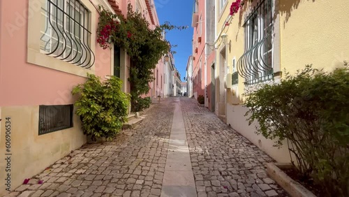 Street in the old village of Cascais, Portugal 
