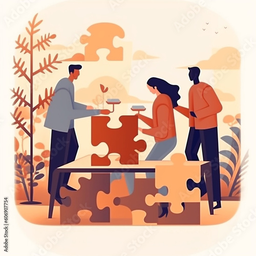 A group of people working together as a team, created using Generative AI