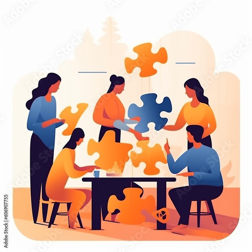 A group of people working together as a team, created using Generative AI