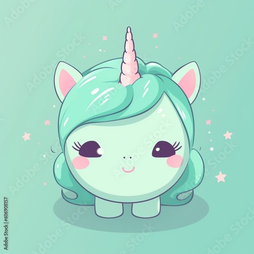 Kawaii cute style baby unicorn. Illustration for children, for storybooks, for children's content.