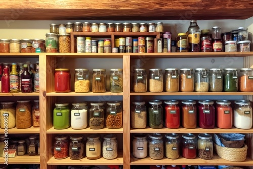 A meticulously arranged display of colorful spices in a specialty spice shop. Generative ai.