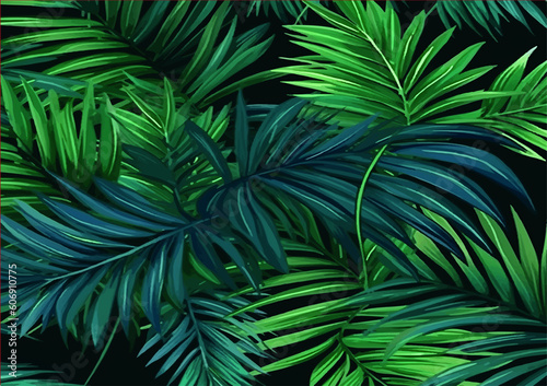 palm leaf background, green leaves, Leafly backgraund, AI Generative,