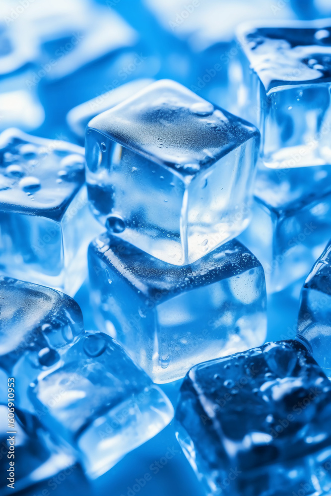 Full screen ice cubes with white gradient down to blue. AI generative Full screen ice cubes with white gradient down to blue. AI generative