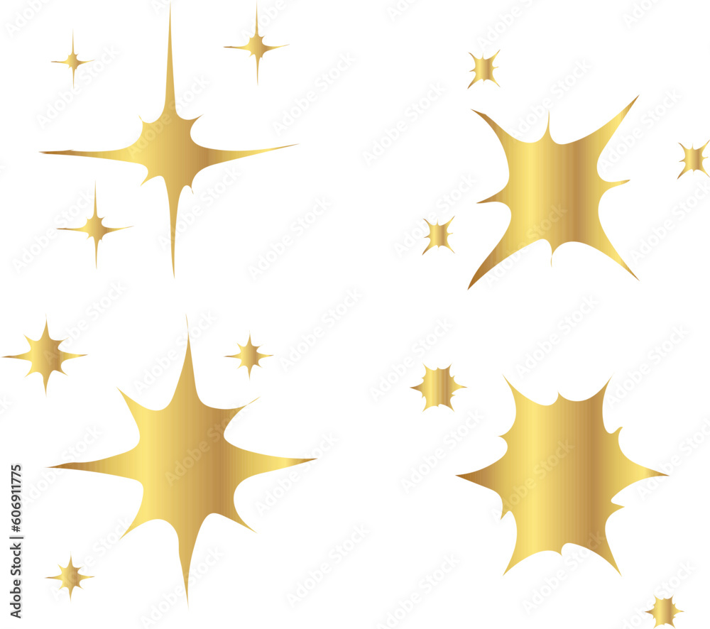 set of stars illustration. gold sparkling star collection set of stars illustration. gold sparkling star collection