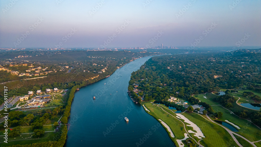 aerial view of the austin city