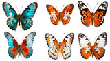 Set of butterflies isolated on transparent background, generative ai	