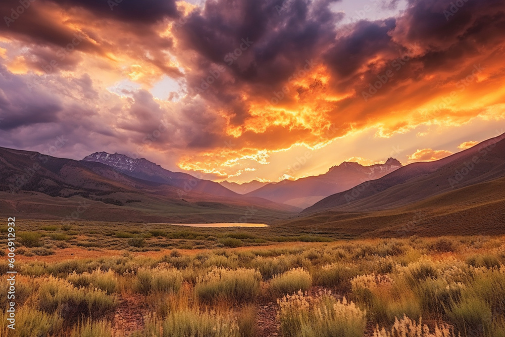 a serene landscape that showcases the harmonious coexistence of elements. Made by generative AI. a serene landscape that showcases the harmonious coexistence of elements. Made by generative AI.