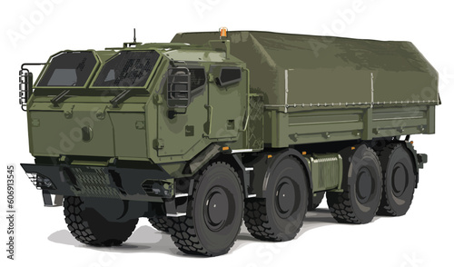 	 3d art vector design template isolated white render realistic truck car drive element war army heavy green security defense auto protection Tatra Russian American Iraq Iran